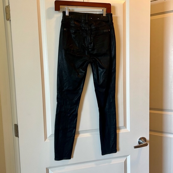 7 For All Mankind High Rise Skinny Jeans in Black Coated 25 - Picture 5 of 6